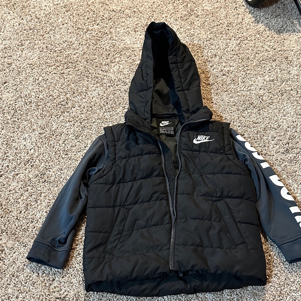 Nike Black Puffer Vest with Gray Sleeves